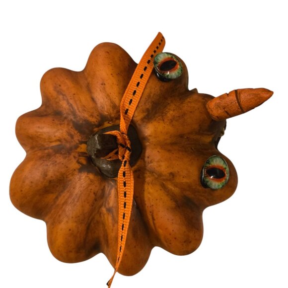 Halloween JOL Pumpkin OOAK Creepy Sculpture Jack O Lantern Teeth Assemblage Art - Picture 11 of 16